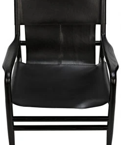 LIVING ROOM Noir Clancy Chair With Leather, Charcoal Black