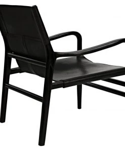 LIVING ROOM Noir Clancy Chair With Leather, Charcoal Black
