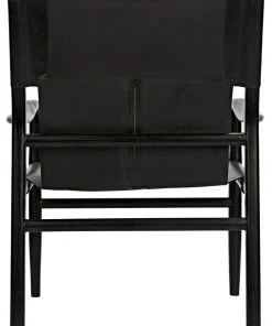 LIVING ROOM Noir Clancy Chair With Leather, Charcoal Black