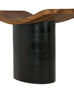 Noir Corum Stool, Teak And Charcoal Black Benches, Ottomans & Poufs