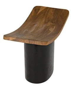 Noir Corum Stool, Teak And Charcoal Black Benches, Ottomans & Poufs