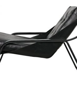 Noir Mr. Malcom Chair, Leather With Metal