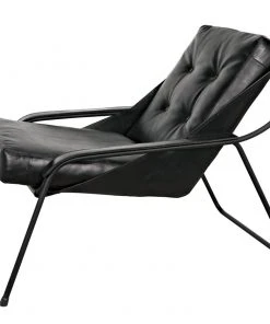 Noir Mr. Malcom Chair, Leather With Metal