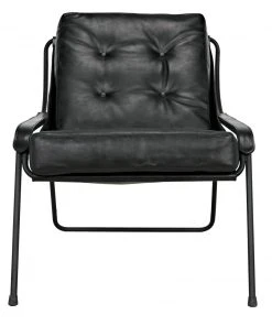 Noir Mr. Malcom Chair, Leather With Metal