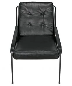 Noir Mr. Malcom Chair, Leather With Metal