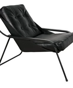 Noir Mr. Malcom Chair, Leather With Metal