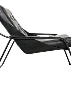 Noir Mr. Malcom Chair, Leather With Metal