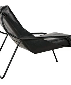 Noir Mr. Malcom Chair, Leather With Metal