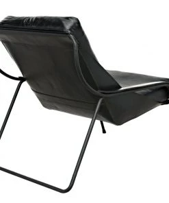 Noir Mr. Malcom Chair, Leather With Metal