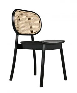 Noir Brahms Chair, Charcoal Black With Caning