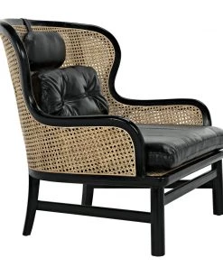 Noir Marabu Chair, Charcoal Black With Leather LIVING ROOM