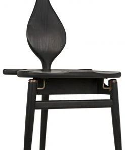 Noir Figaro Charcoal Black Chair With Jewelry Box LIVING ROOM