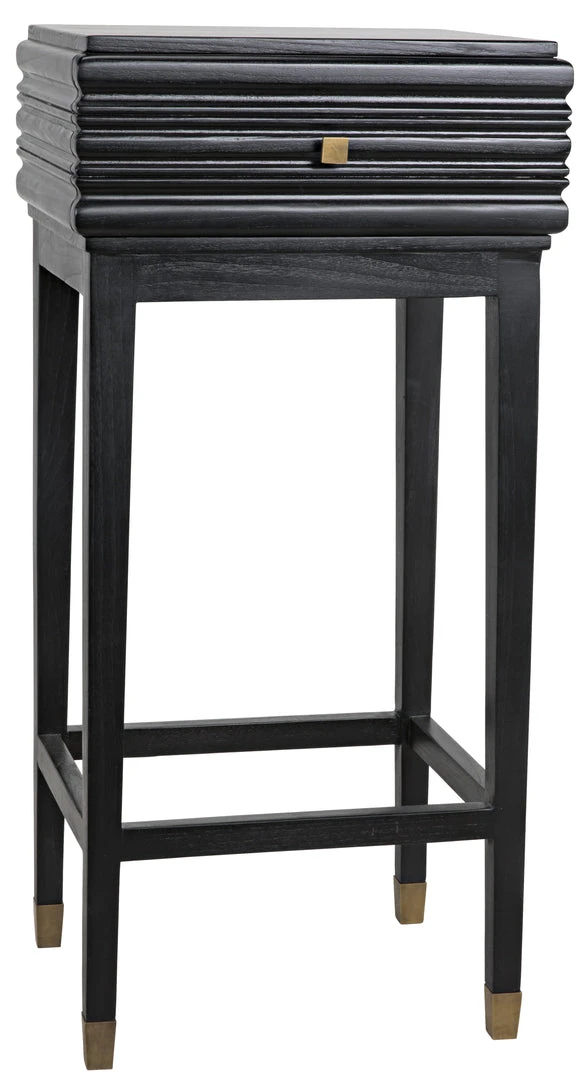 Noir Kitame Side Table With Drawer, Charcoal Black Side & End Tables 3 Noir Kitame Side Table With Drawer, Charcoal Black Side & End Tables