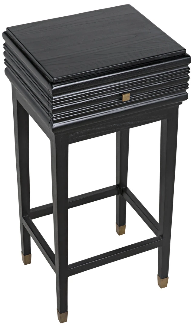 Noir Kitame Side Table With Drawer, Charcoal Black Side & End Tables 6 Noir Kitame Side Table With Drawer, Charcoal Black Side & End Tables