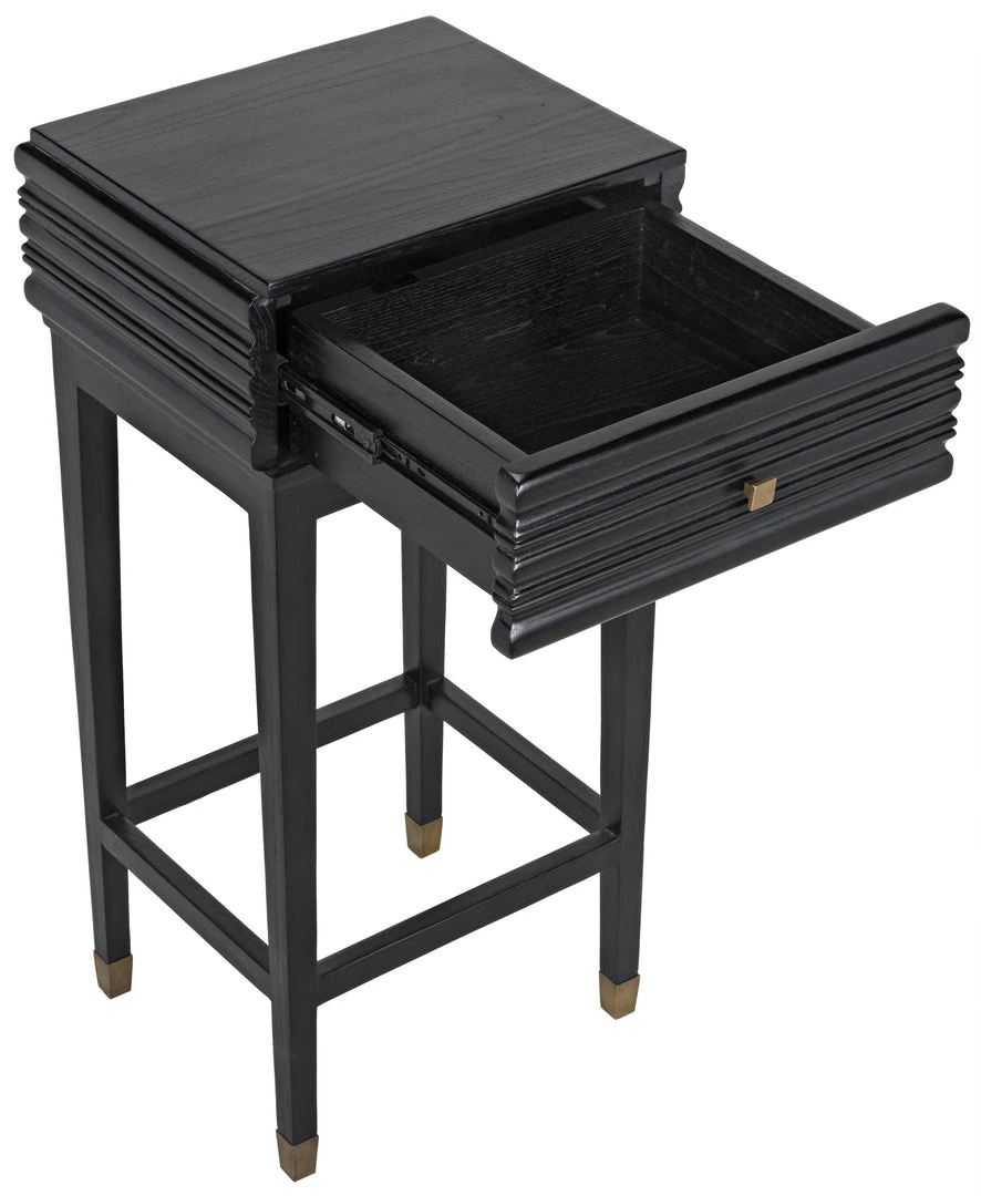 Noir Kitame Side Table With Drawer, Charcoal Black Side & End Tables 7 Noir Kitame Side Table With Drawer, Charcoal Black Side & End Tables