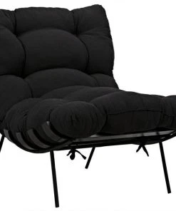 Noir Hanzo Chair With Metal Legs, Charcoal Black LIVING ROOM 15 Noir Hanzo Chair With Metal Legs, Charcoal Black LIVING ROOM