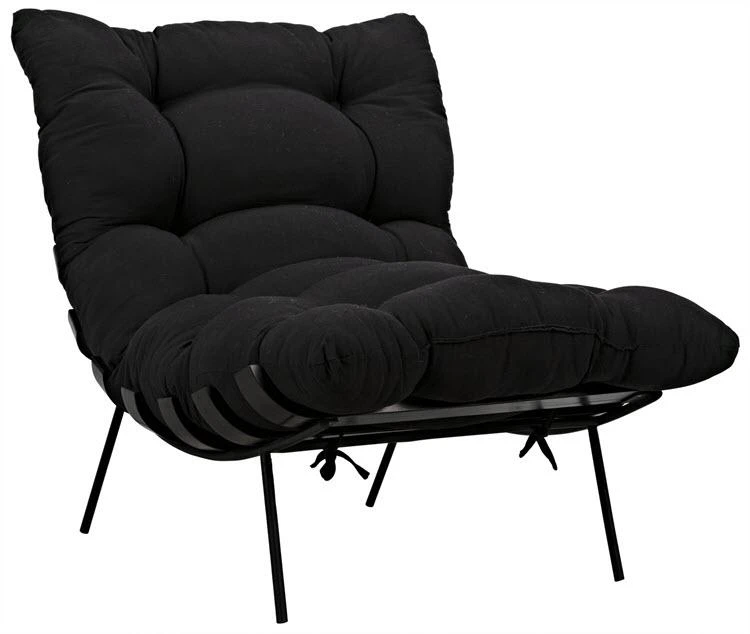 Noir Hanzo Chair With Metal Legs, Charcoal Black LIVING ROOM 7 Noir Hanzo Chair With Metal Legs, Charcoal Black LIVING ROOM