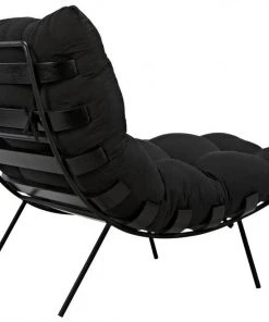 Noir Hanzo Chair With Metal Legs, Charcoal Black LIVING ROOM 18 Noir Hanzo Chair With Metal Legs, Charcoal Black LIVING ROOM