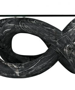 LIVING ROOM Noir Phobos Coffee Table, Cinder Black With Glass