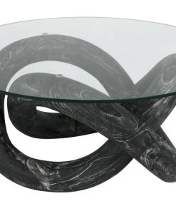 LIVING ROOM Noir Phobos Coffee Table, Cinder Black With Glass
