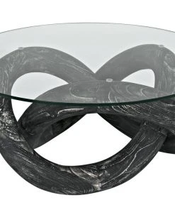 LIVING ROOM Noir Phobos Coffee Table, Cinder Black With Glass