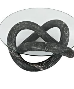 LIVING ROOM Noir Phobos Coffee Table, Cinder Black With Glass