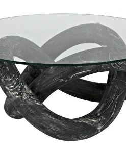 LIVING ROOM Noir Phobos Coffee Table, Cinder Black With Glass