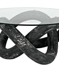 LIVING ROOM Noir Phobos Coffee Table, Cinder Black With Glass