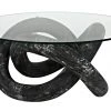LIVING ROOM Noir Phobos Coffee Table, Cinder Black With Glass