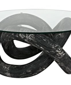LIVING ROOM Noir Phobos Coffee Table, Cinder Black With Glass
