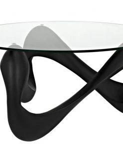 LIVING ROOM Noir Orion Coffee Table, Black Resin Cement With Glass 14 LIVING ROOM Noir Orion Coffee Table, Black Resin Cement With Glass