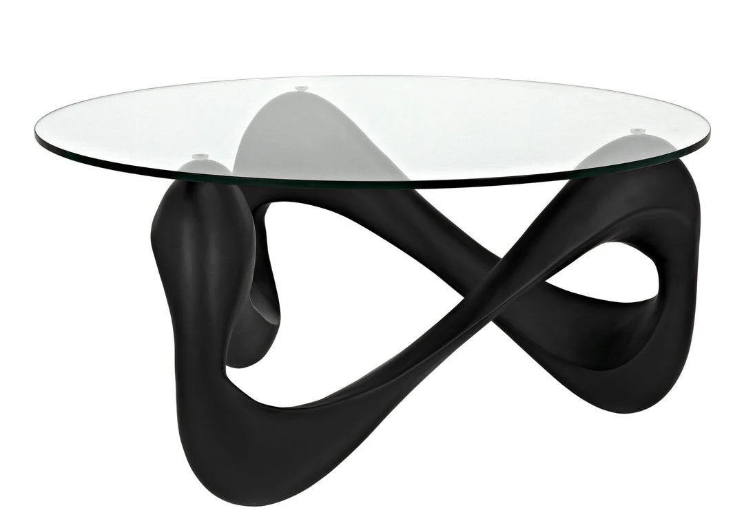 LIVING ROOM Noir Orion Coffee Table, Black Resin Cement With Glass 6 LIVING ROOM Noir Orion Coffee Table, Black Resin Cement With Glass