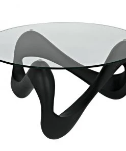 LIVING ROOM Noir Orion Coffee Table, Black Resin Cement With Glass 15 LIVING ROOM Noir Orion Coffee Table, Black Resin Cement With Glass