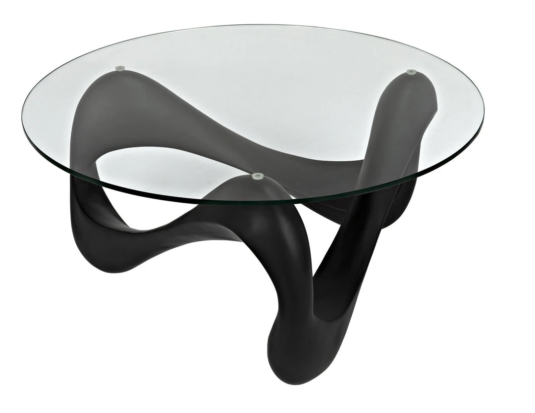 LIVING ROOM Noir Orion Coffee Table, Black Resin Cement With Glass 8 LIVING ROOM Noir Orion Coffee Table, Black Resin Cement With Glass
