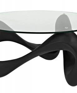 LIVING ROOM Noir Orion Coffee Table, Black Resin Cement With Glass 17 LIVING ROOM Noir Orion Coffee Table, Black Resin Cement With Glass