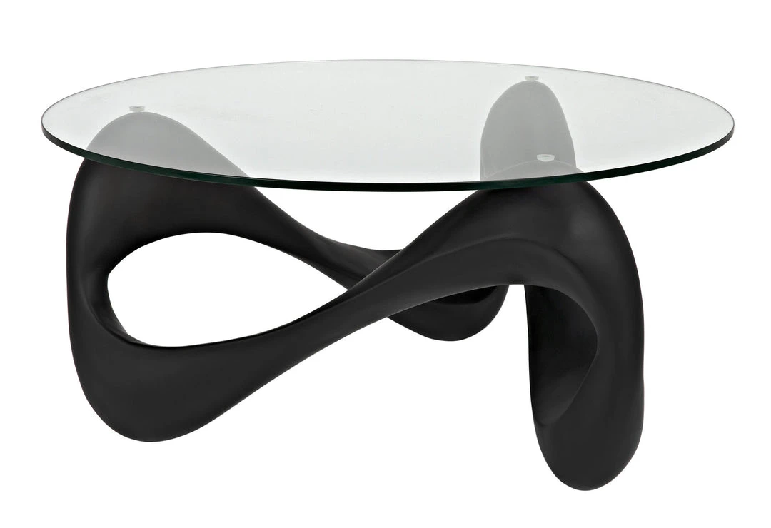 LIVING ROOM Noir Orion Coffee Table, Black Resin Cement With Glass 9 LIVING ROOM Noir Orion Coffee Table, Black Resin Cement With Glass