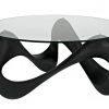 LIVING ROOM Noir Orion Coffee Table, Black Resin Cement With Glass