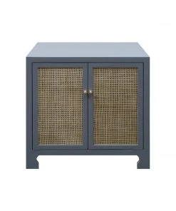 LIVING ROOM Worlds Away Cane Cabinet W. Brass Hardware In Grey Lacquer