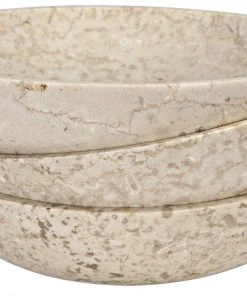 Noir White Marble Bowls, Set Of 3