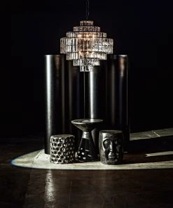 Noir Pedestal Side Table, Black Fiber Cement Side & End Tables