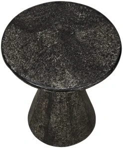 Noir Pedestal Side Table, Black Fiber Cement Side & End Tables