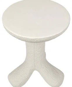 Side & End Tables Noir Laramy Side Table, White Fiber Cement
