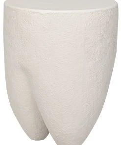 Noir Donald Side Table, White Fiber Cement