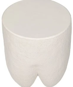Noir Donald Side Table, White Fiber Cement