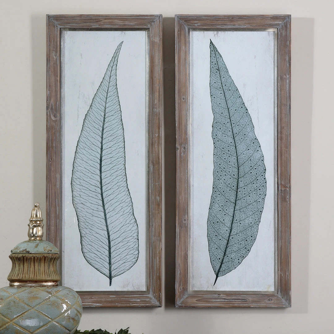 Wall Art Uttermost Tall Leaves Framed Art Set/2 4 Wall Art Uttermost Tall Leaves Framed Art Set/2