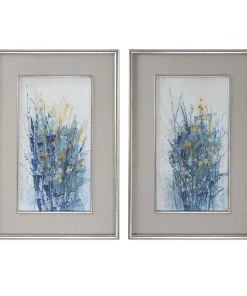 Uttermost Indigo Florals Framed Art S/2 Wall Art
