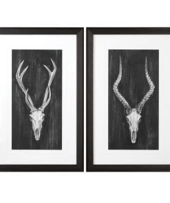 Wall Art Uttermost Rustic European Mounts Prints S/2