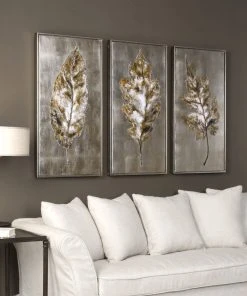 Uttermost Champagne Leaves Modern Art S/3