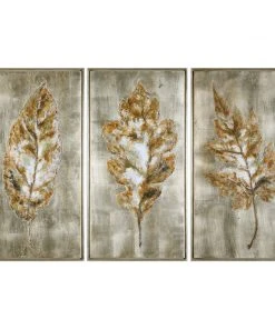 Uttermost Champagne Leaves Modern Art S/3
