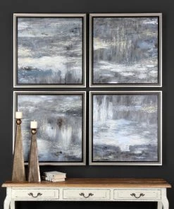 Uttermost Shades Of Gray Hand Painted Art S/4 Wall Art